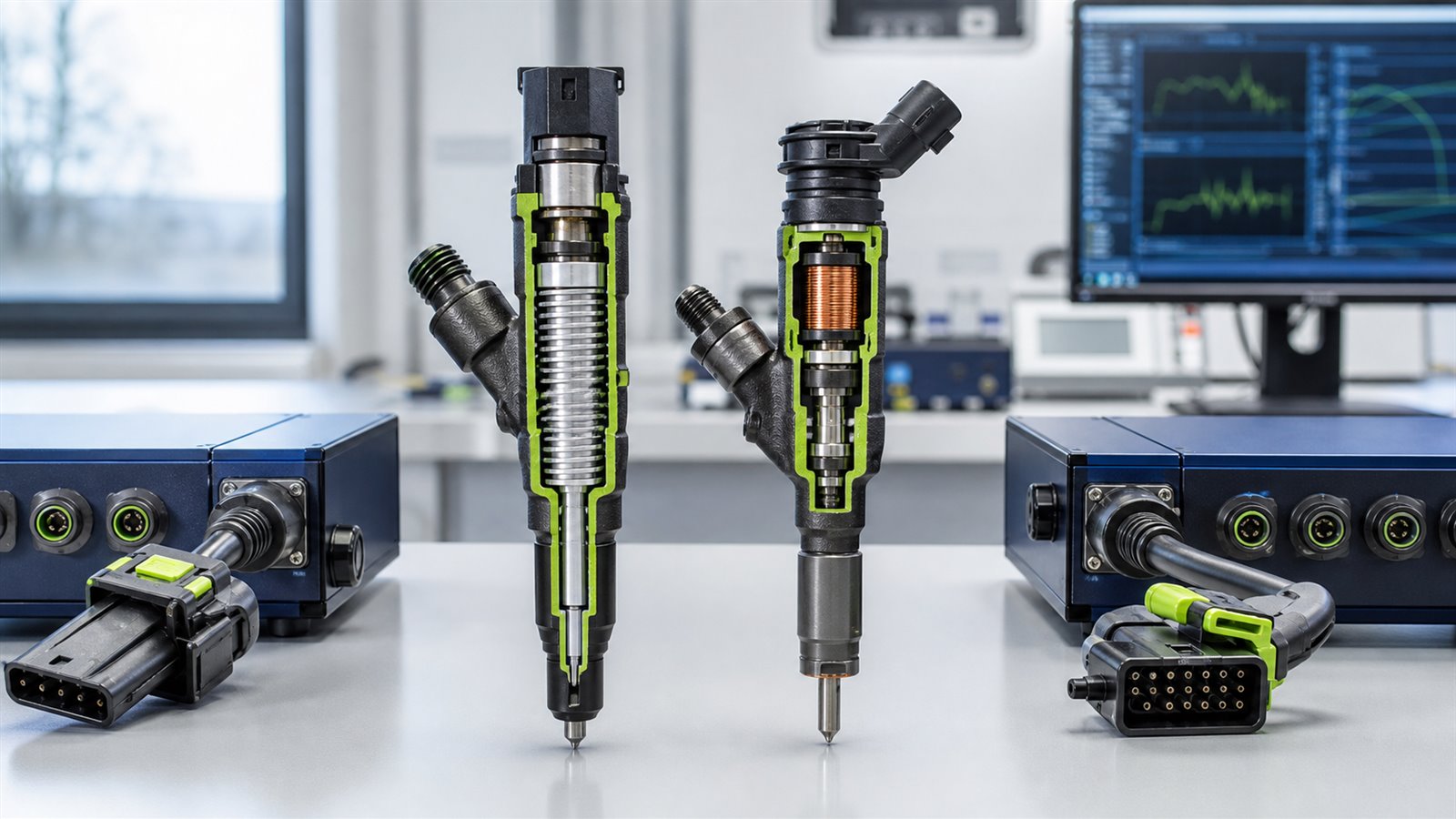 Technische Darstellung: Piezo- und Magnetventil-Injektoren: Unterschiede bei der Prüfung