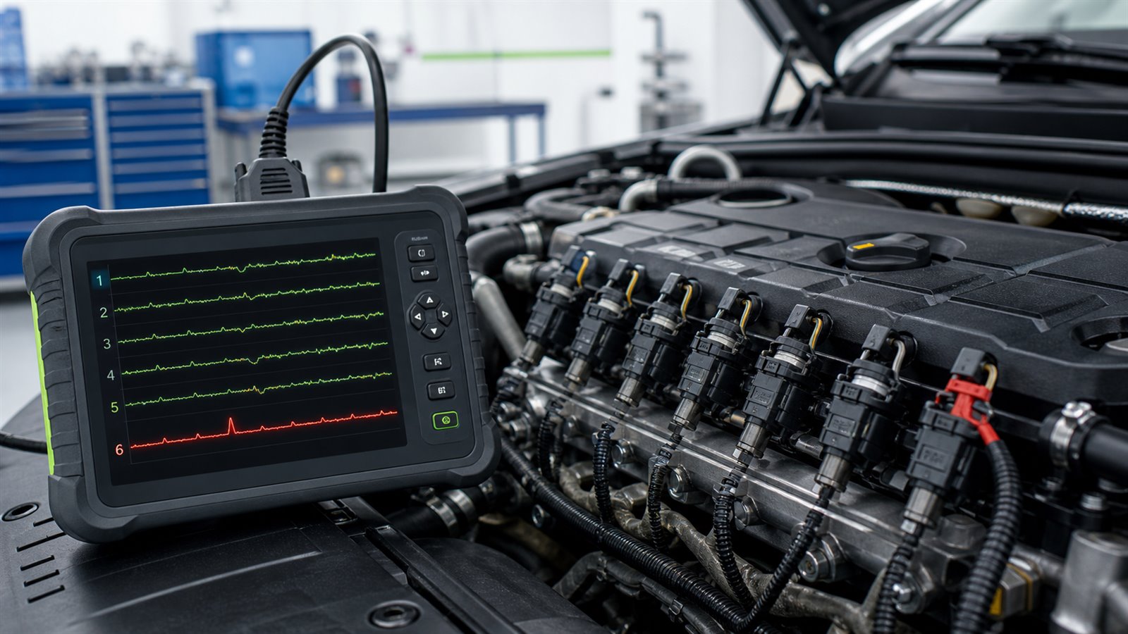 Technische Darstellung: Fehlercodes P0201 bis P0206 richtig einordnen