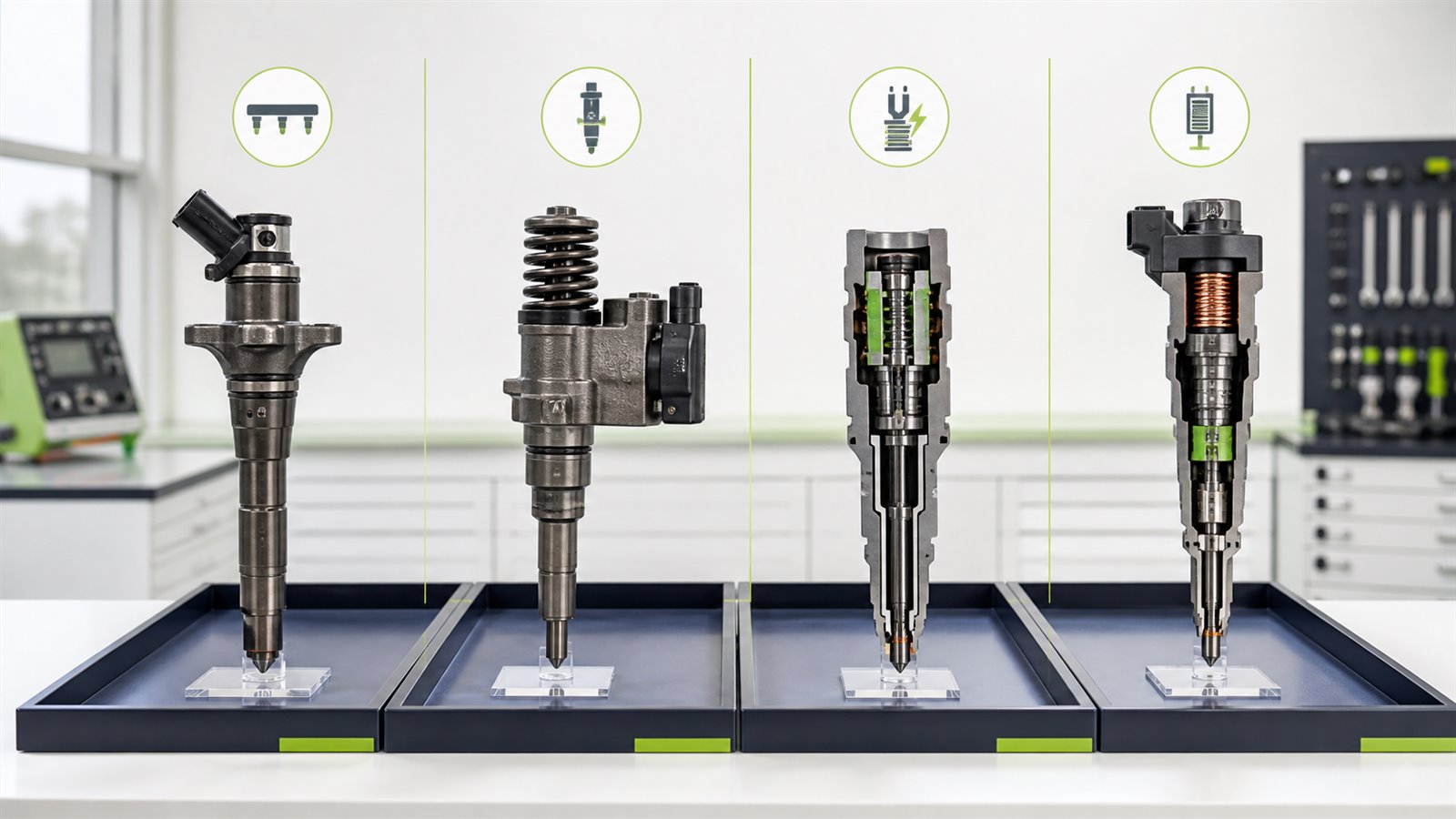 Technische Darstellung: Common Rail, Pumpe-Düse, Piezo und Magnetventil im Überblick