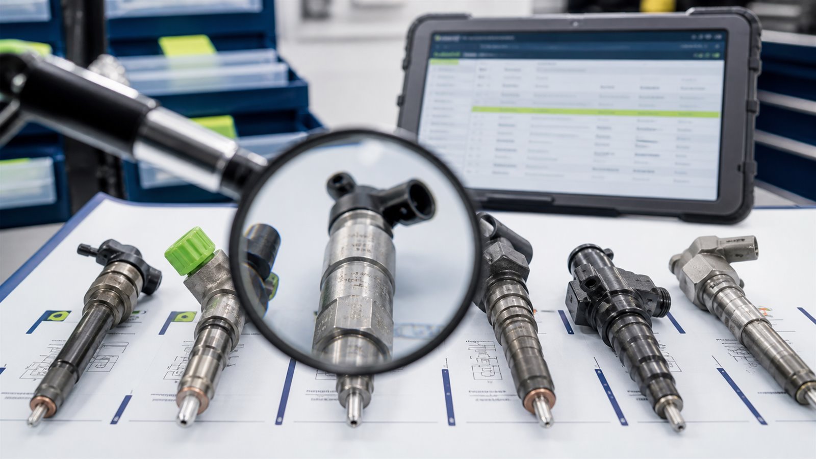 Technische Darstellung: Welche Injektoren können geprüft werden? Teilenummer und Kompatibilität