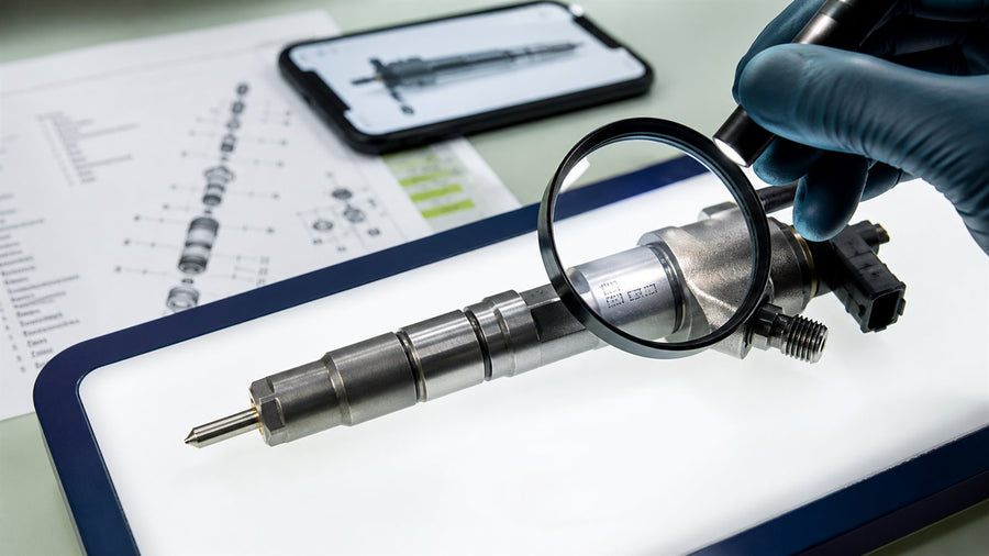 Technische Darstellung: Injektor-Teilenummer finden und richtig ablesen